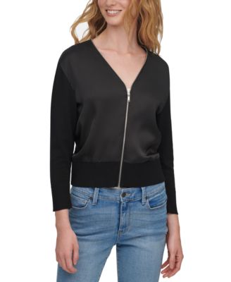 zip front cropped sweater