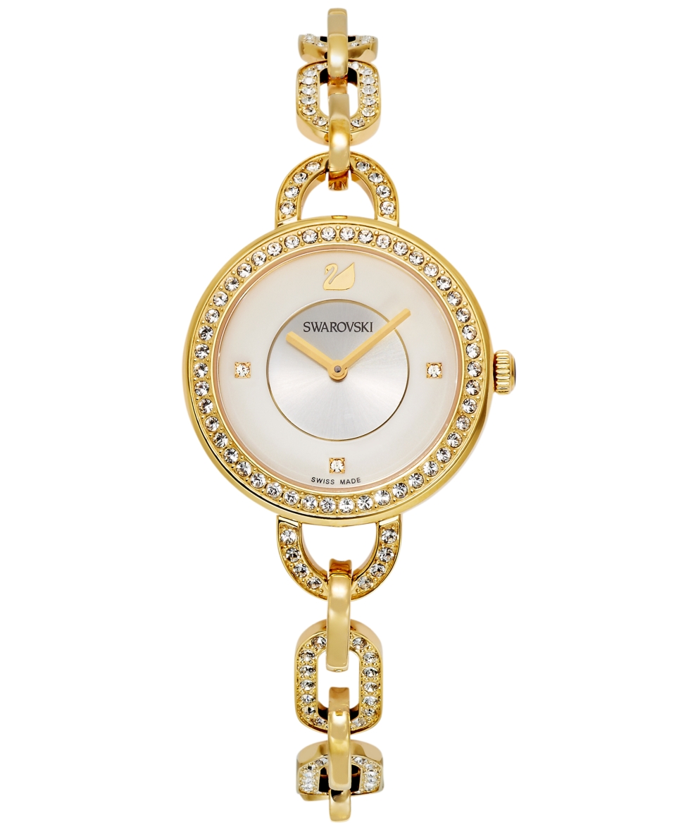 Swarovski Watch, Womens Swiss Aila Crystal Pave Gold PVD Link Bracelet 31mm 1124151   Fashion Jewelry   Jewelry & Watches