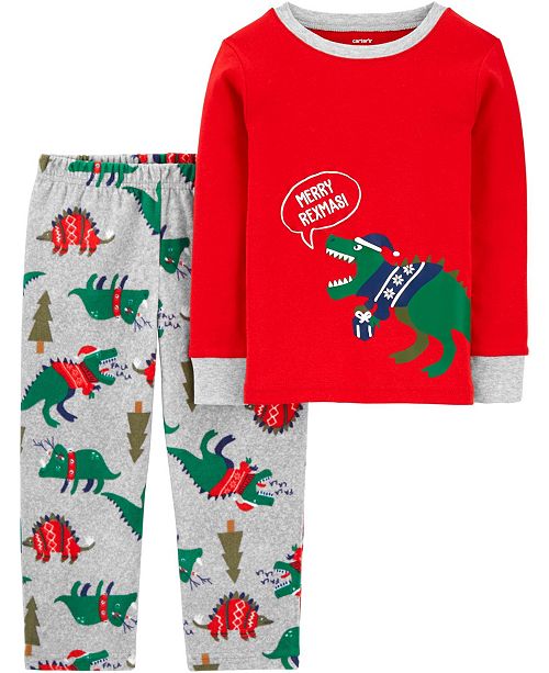 Carter S Toddler Boy 2 Piece Dinosaur Christmas Fleece Pjs Reviews Pajamas Kids Macy S