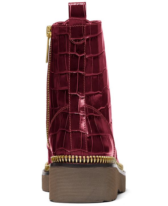 haskell crinkled leather and logo combat boot