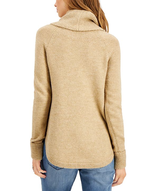 Style & Co Petite Waffle Cowlneck Sweater, Created for Macy's & Reviews ...