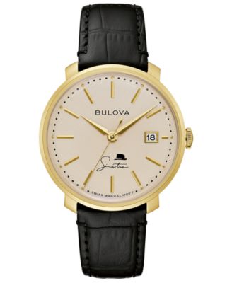 Мужские часы Bulova Frank Sinatra на коричневом кожаном ремешке 40 мм