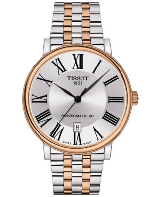 Мужские швейцарские автоматические часы Carson Premium Powermatic 80 Tissot с двухцветным браслетом из нержавеющей стали 40 мм