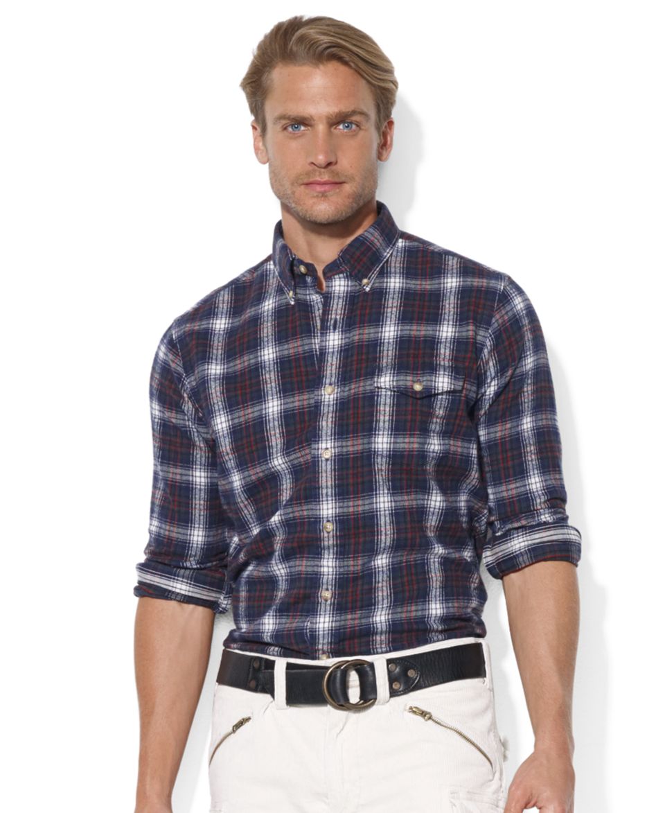 Polo Ralph Lauren Shirt, Long Sleeve Plaid Twill Shirt   Casual Button Down Shirts   Men