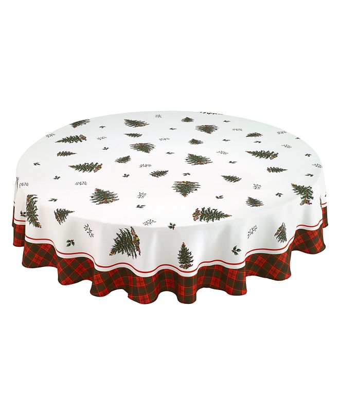Spode Christmas Tree Tartan Multicolored 70" Round Tablecloth & Reviews