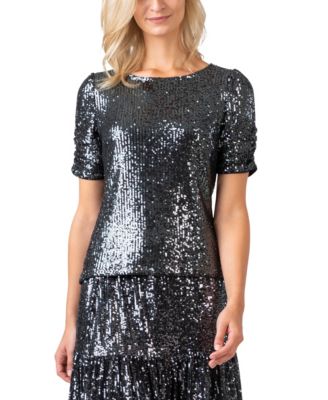 plus size black sparkly top