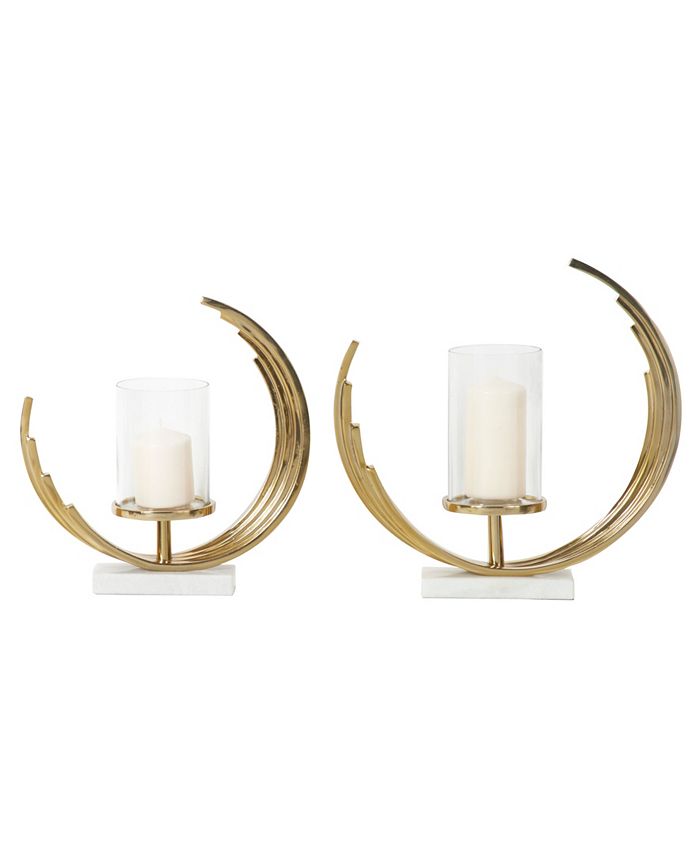 Venus Williams Contemporary Crescent Metal Candle Holders With Marble Bases Set Of 2 Reviews Candle Holders Home Decor Macy S