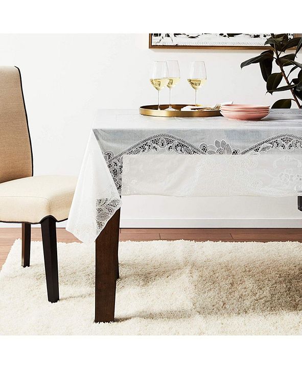 Violet Table Linens Violet Vinyl Lace Battenberg Embossed Floral