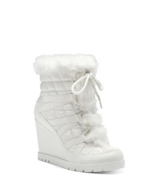 white wedge booties