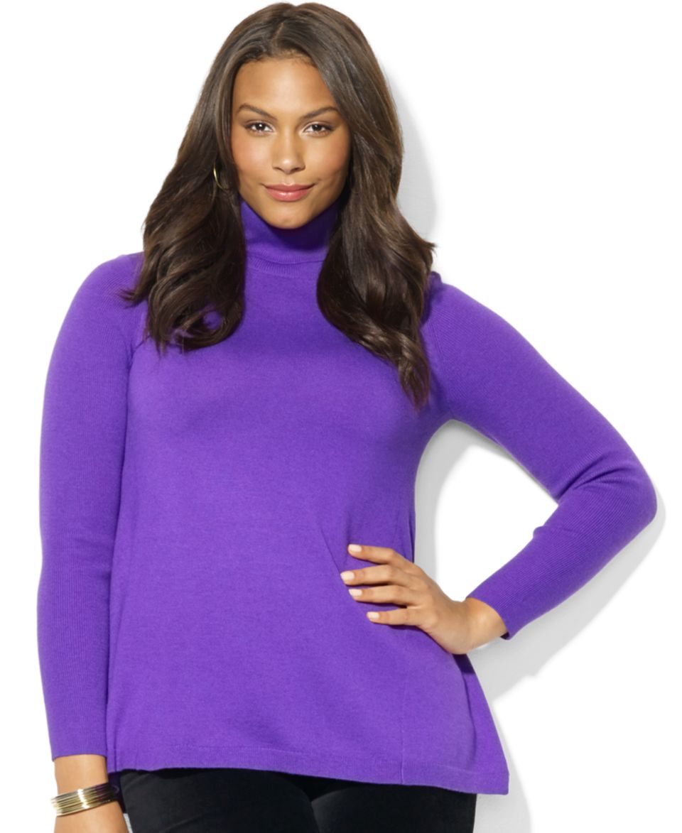 Lauren Ralph Lauren Plus Size Sweater, Three Quarter Sleeve Ribbed Metallic   Sweaters   Plus Sizes