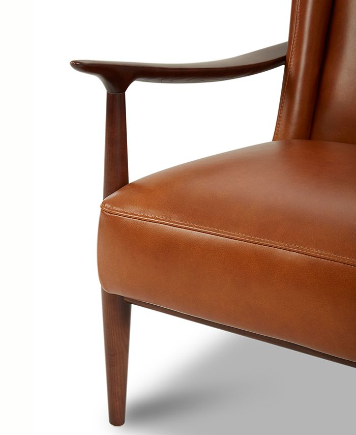Furniture Jollene Leather Winged Accent Chair, Created for Macy's & Reviews - Furniture - Macy's