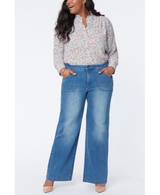 women's plus size wide leg trouser jeans