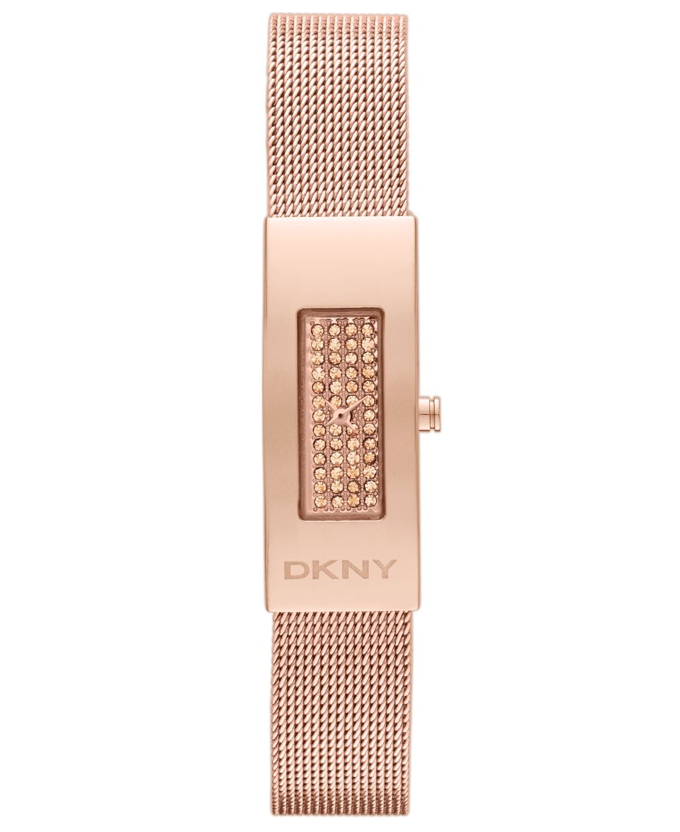 DKNY Womens Rose Gold Tone Stainless Steel Mesh Bracelet Watch 24mm