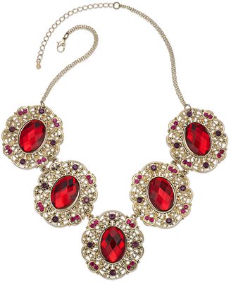 Robert Rose Gold-Tone Red Stone Frontal Necklace - Jewelry & Watches ...