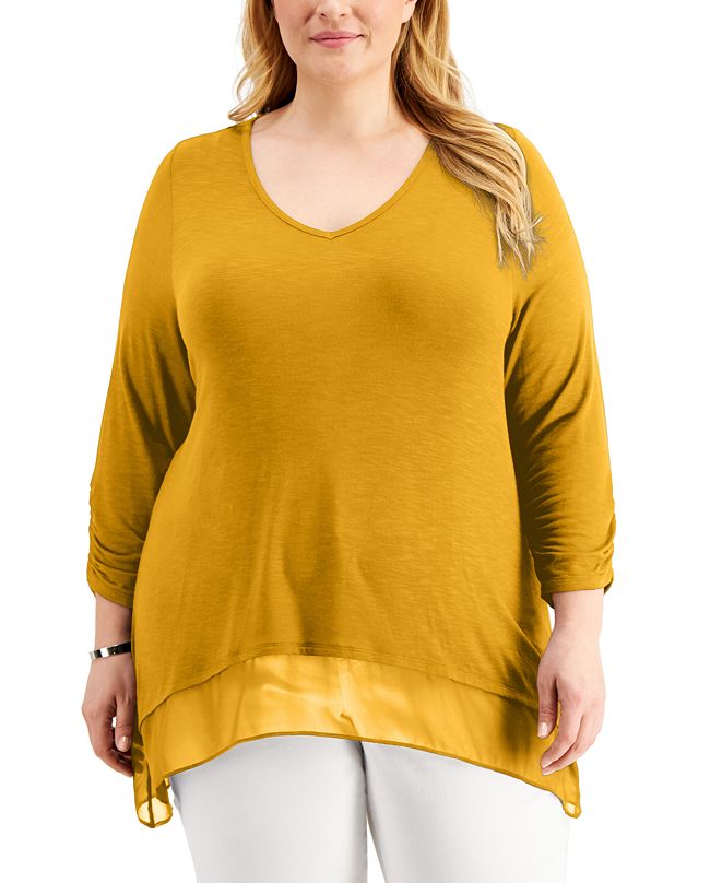 Style & Co Plus Size Layered-Hem Tunic, Created for Macy's & Reviews ...