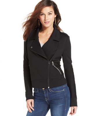 DKNY Jeans Ponte-Knit Moto Jacket - Jackets & Blazers - Women - Macy's