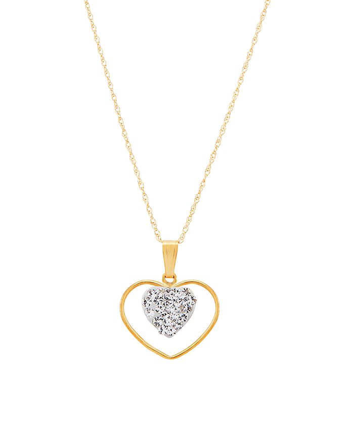 Macy S Crystal Heart 18 Pendant Necklace In 10k Yellow Gold Reviews Necklaces Jewelry Watches Macy S