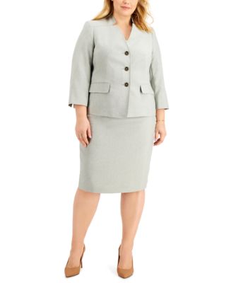 Le Suit Plus Size Textured Skirt Suit & Reviews - Wear to Work - Plus ...