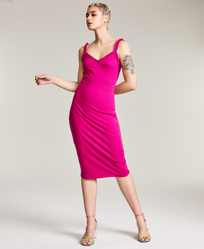 Bar III Ribbed Midi Dress, Created for Macy's & Reviews - Dresses ...