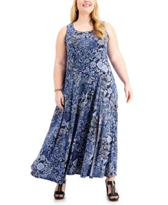Size Arabesque Paisley-Print Maxi Dress 