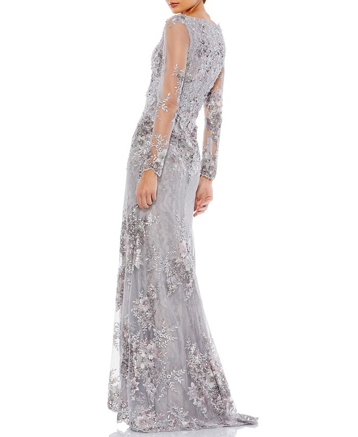 embroidered mesh gown