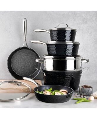 Hammered Aluminum Diamond Infused Nonstick 10-Pc. Cookware Set, Created for Macy's