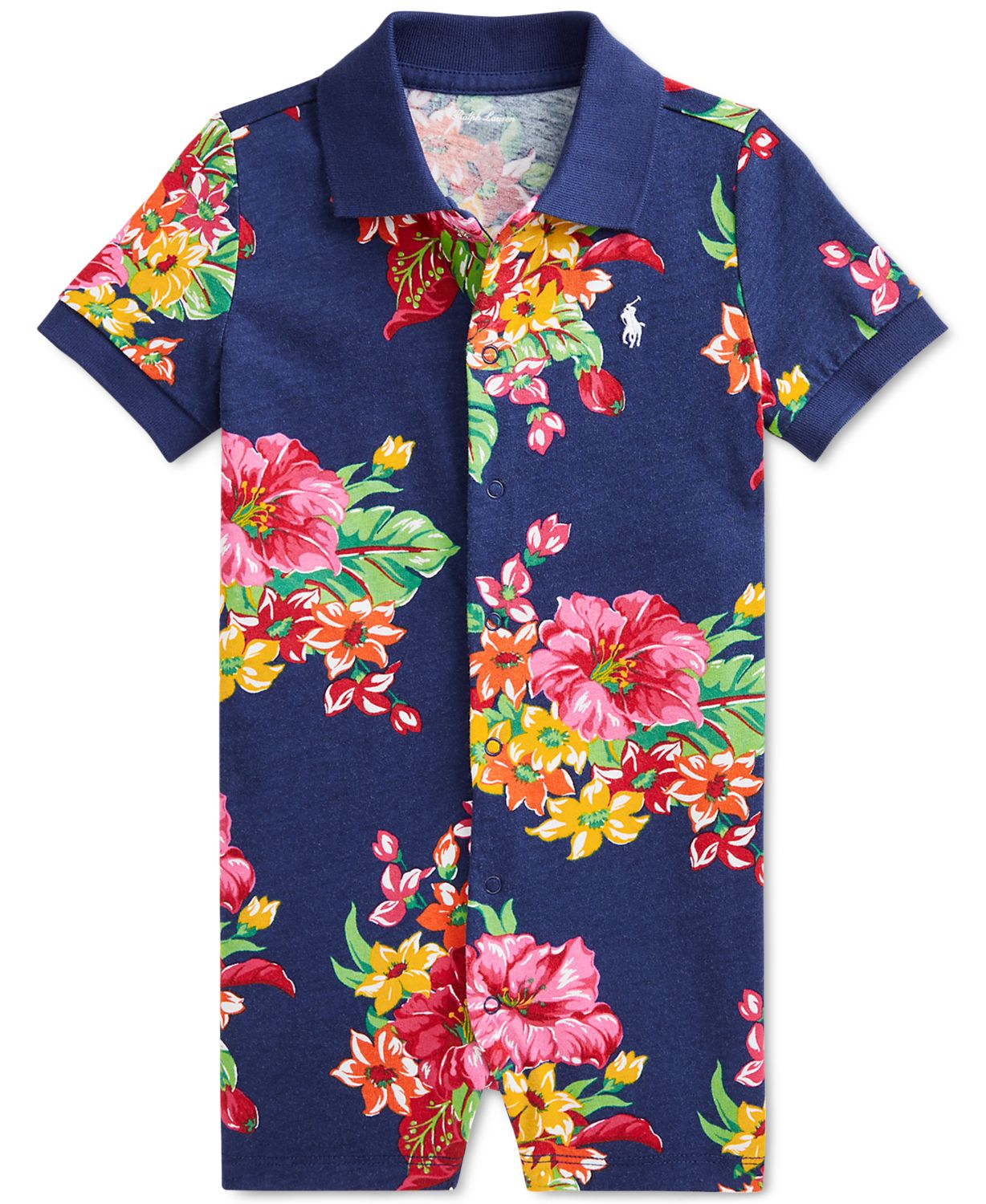 Polo Ralph Lauren Baby Boys Floral-Print Cotton Romper & Reviews - All Baby - Kids - Macy's