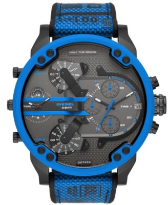 Мужские часы Diesel Mr Daddy 2.0 с тремя стрелками на синем силиконовом ремешке и пряжкой, 57 мм