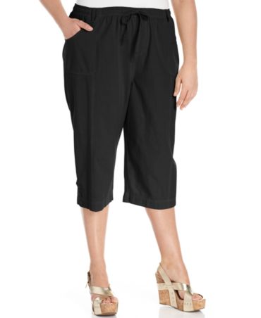 Karen Scott Plus Size Drawstring Capri Pants - Pants & Capris - Plus ...