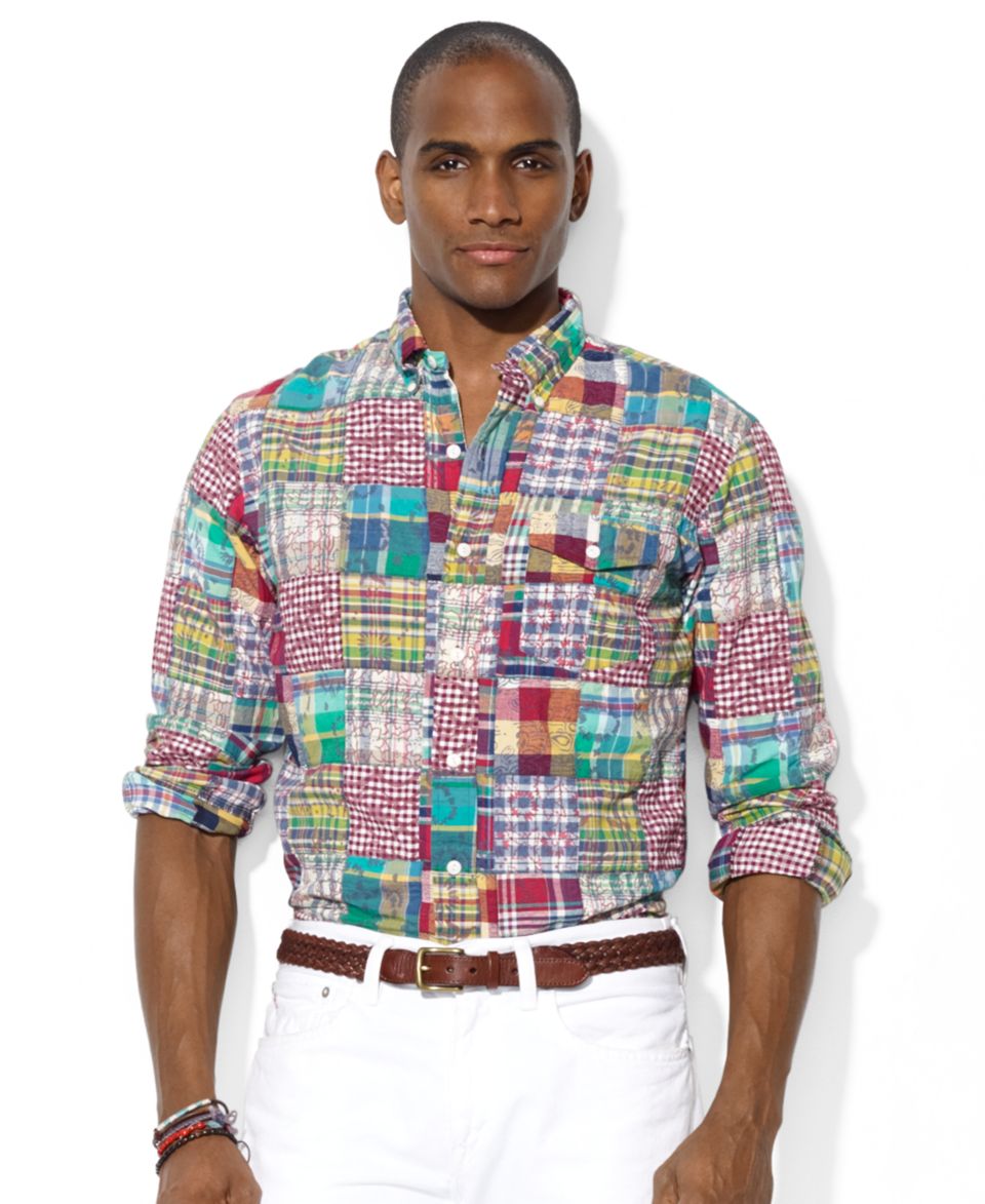 Polo Ralph Lauren Custom Fit Patchwork Poplin Sport Shirt   Men