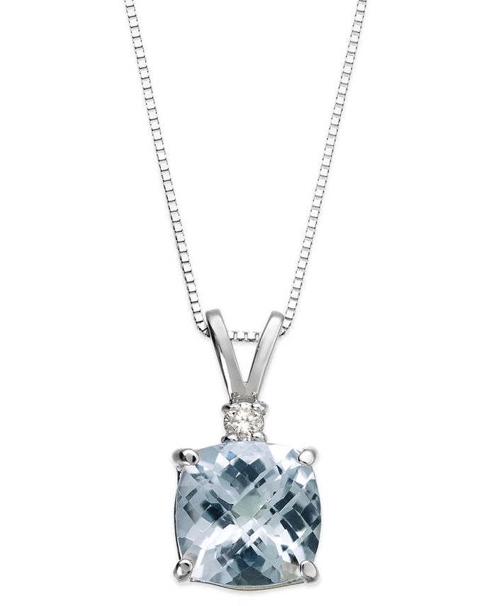 Macy S Aquamarine 1 1 3 Ct Tw And Diamond Accent Pendant Necklace In 14k White Gold Reviews Necklaces Jewelry Watches Macy S