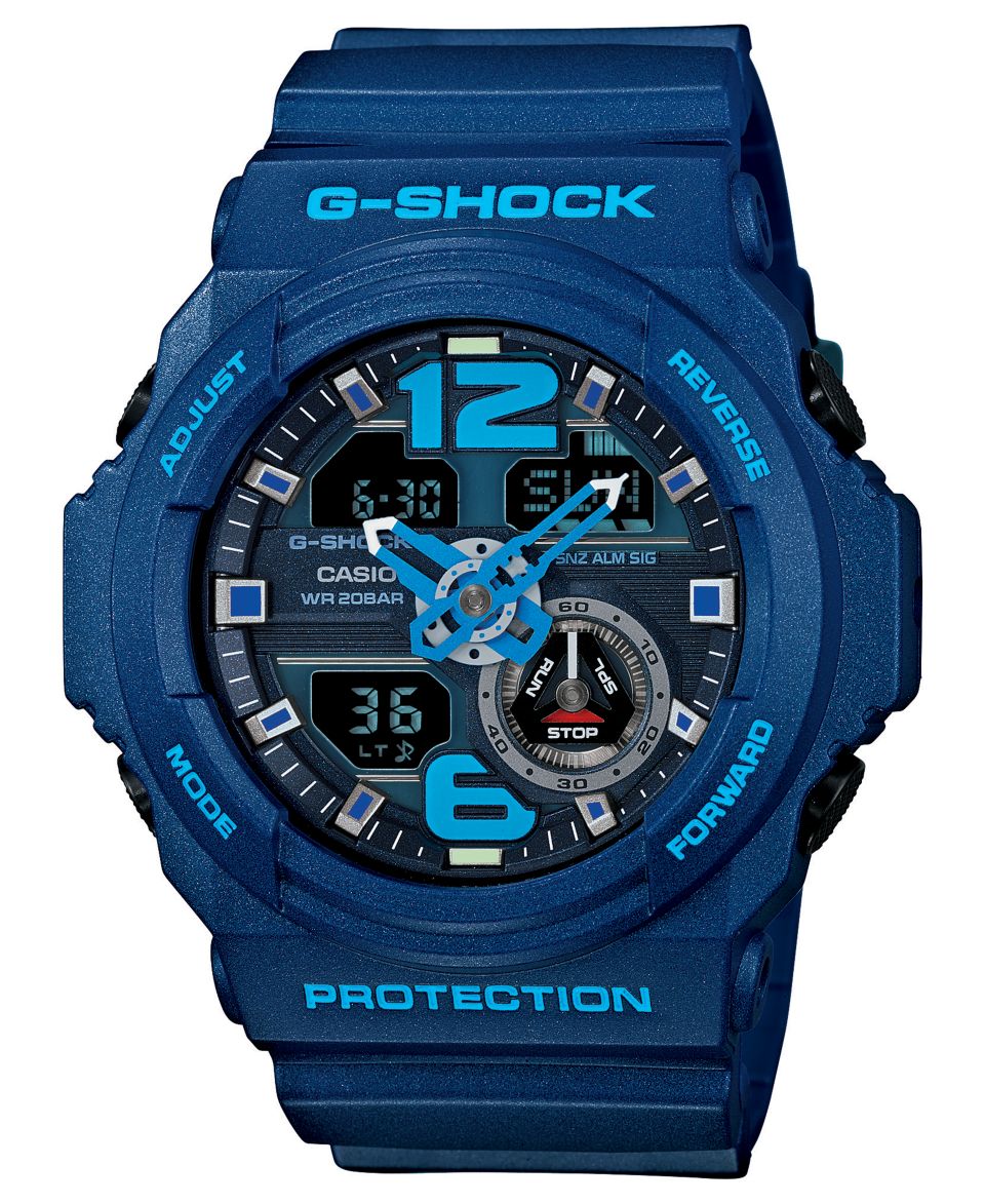 Shock Watch, Mens Analog Digital Teal Resin Strap 51x55mm GA110SN
