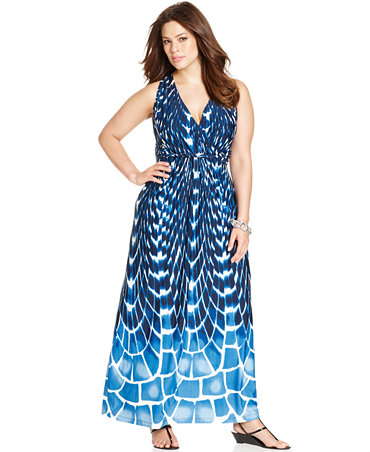NY Collection Plus Size Sleeveless Printed Maxi Dress - Dresses - Plus ...