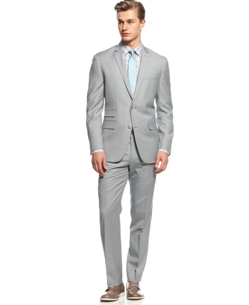 Bar III Light Grey Stepweave Suit Separates Slim Fit   Suits & Suit Separates   Men