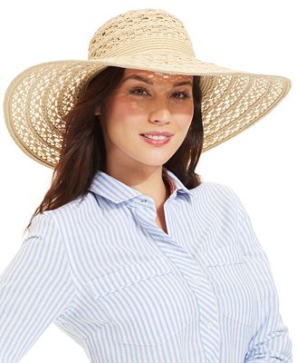 Nine West Lace Packable Straw Floppy Hat - Handbags & Accessories - Macy's