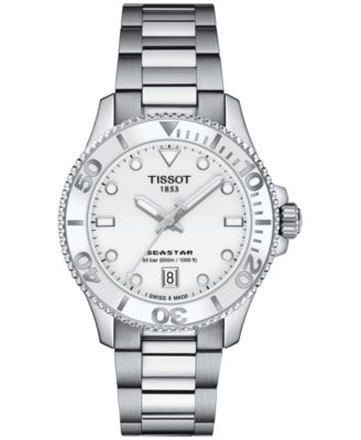 Tissot Унисекс Seastar Серебристые часы-браслет из нержавеющей стали 36 мм