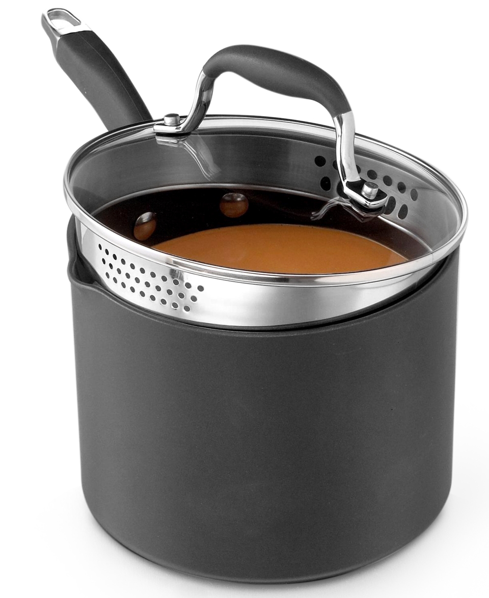 Closeout Anolon Advanced Covered Straining Saucepan, 3.5 Qt.