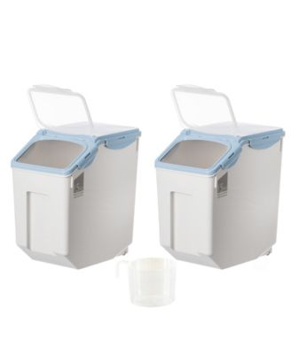 Большие пластиковые контейнеры для хранения пищевых продуктов с мерным стаканчиком и колесиками, набор из 3-х