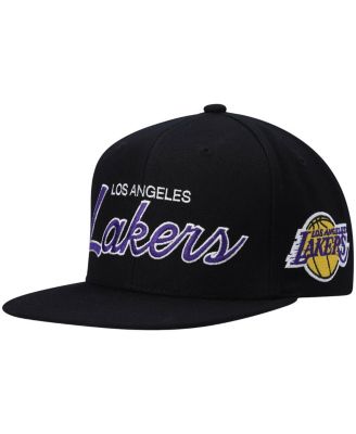 Мужская бейсболка Mitchell & Ness Black Los Angeles Lakers Hardwood Classics Script 2.0 Snapback