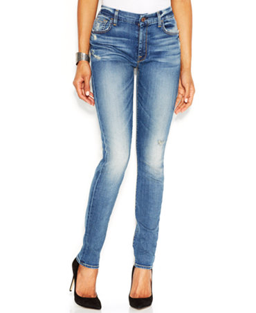 7 For All Mankind Distressed Skinny Jeans, Absolute Heritage Wash ...