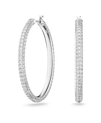 Средние серьги-кольца из серебристого хрусталя Swarovski, 1,37 дюйма