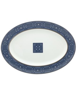 Голубое овальное блюдо Noritake Infinity, 14 дюймов