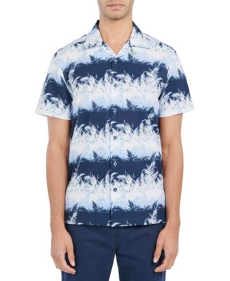 Общество нитей мужские тонкий Fit железа Полосатый принт производительность рубашка стрейч лагерь лист 11090₽