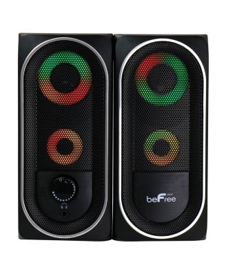 Компьютерные игровые колонки beFree Sound 2.0 со светодиодной RGB подсветкой черного цвета