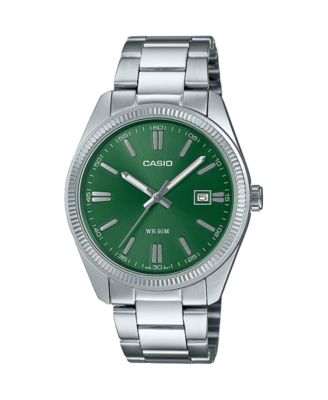 Мужские кварцевые серебристые часы Casio с тремя стрелками из нержавеющей стали диаметром 38,5 мм