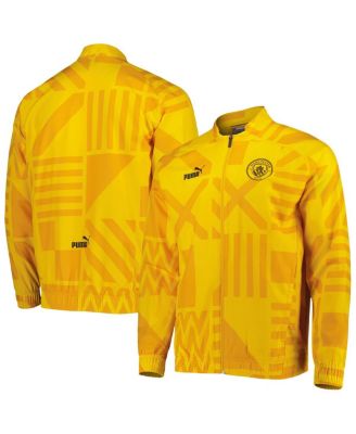 Мужская предматчевая тренировочная куртка реглан Puma Yellow Manchester City на молнии