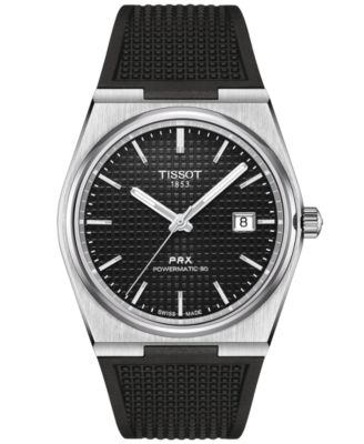 Мужские швейцарские автоматические часы Tissot PRX с черным каучуковым ремешком 40 мм