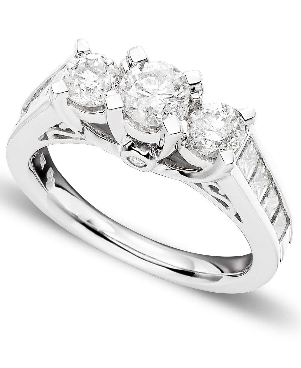 14k White Gold Three Stone Diamond Ring (2 ct. t.w.)
