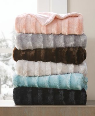 Накидка из искусственного меха в рубчик Madison Park Duke, 50