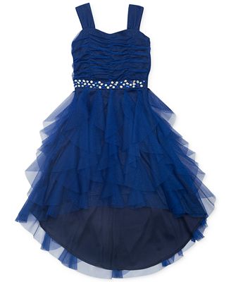 Rare Editions Girls' Embellished-Waist Ruched Dress - Kids - Macy's